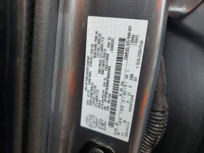 1FTFW1E89NFB68365 2022 FORD F150 photo no. 12