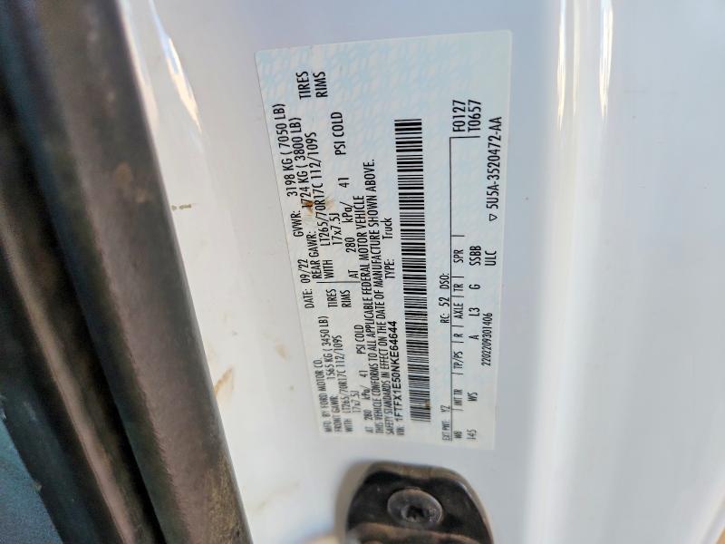 1FTFX1E50NKE64644 2022 FORD F150 photo no. 12