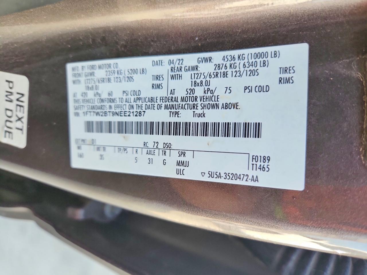 2022 FORD F250 SUPER DUTY — Фото 12 из 12