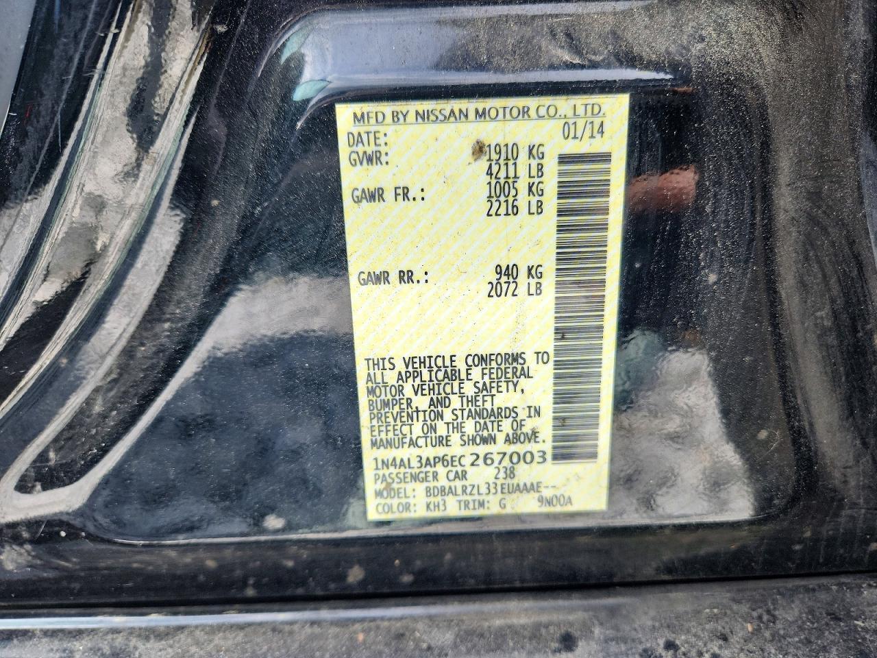 2014 NISSAN ALTIMA 2.5 S — Фото 12 из 12