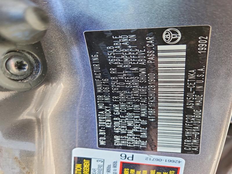 4T1BF1FK5HU281900 2017 TOYOTA CAMRY photo no. 12