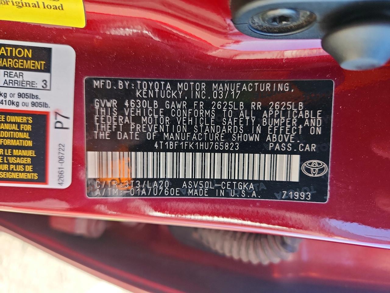 4T1BF1FK1HU765823 2017 TOYOTA CAMRY photo no. 12
