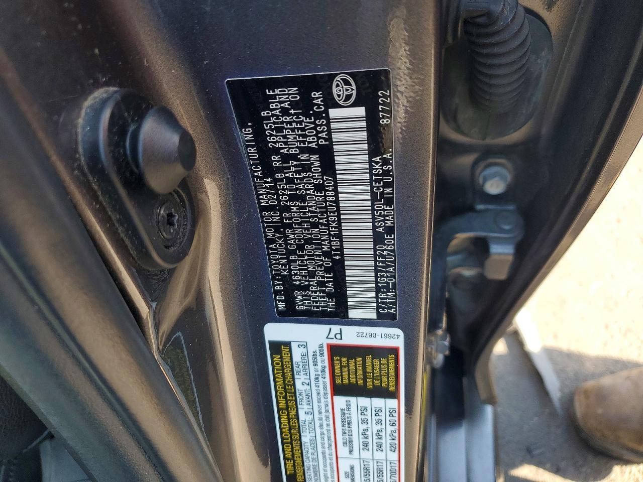 2014 TOYOTA CAMRY SE — Фото 13 из 13