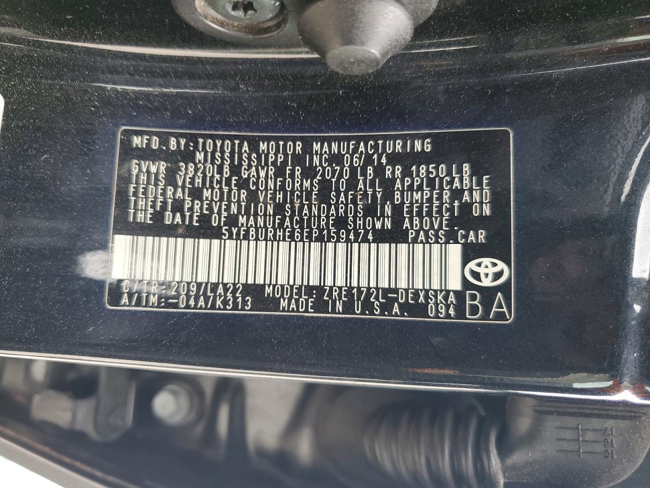 2014 TOYOTA COROLLA S PREMIUM — Фото 13 из 13