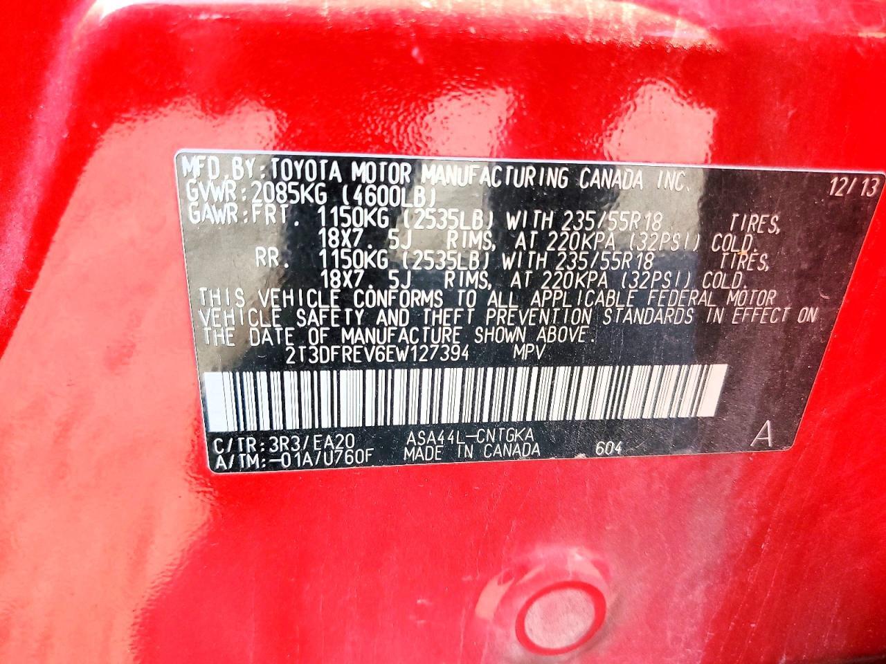 2014 TOYOTA RAV4 LIMITED — Фото 13 из 13