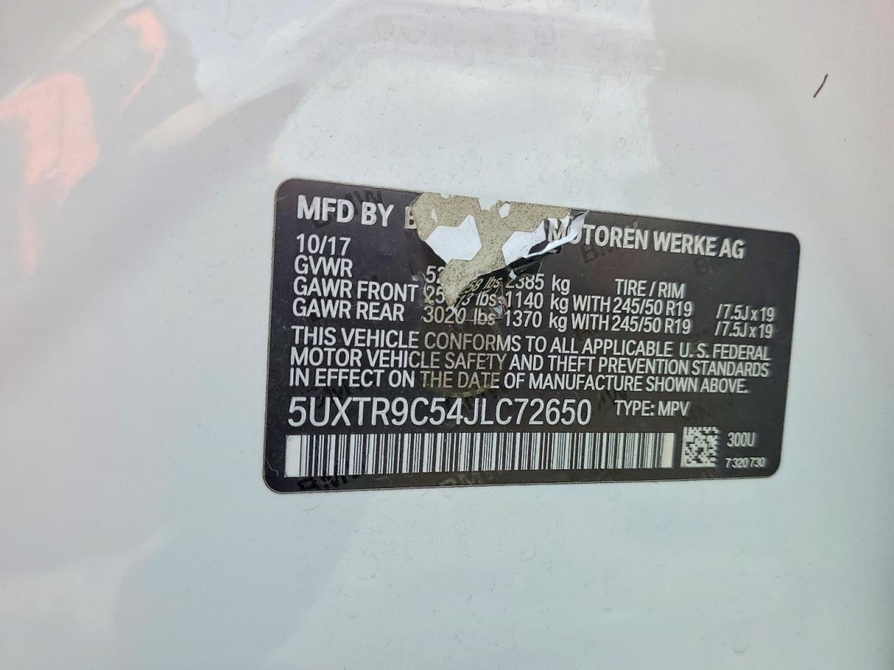5UXTR9C54JLC72650 2018 BMW X3 photo no. 12