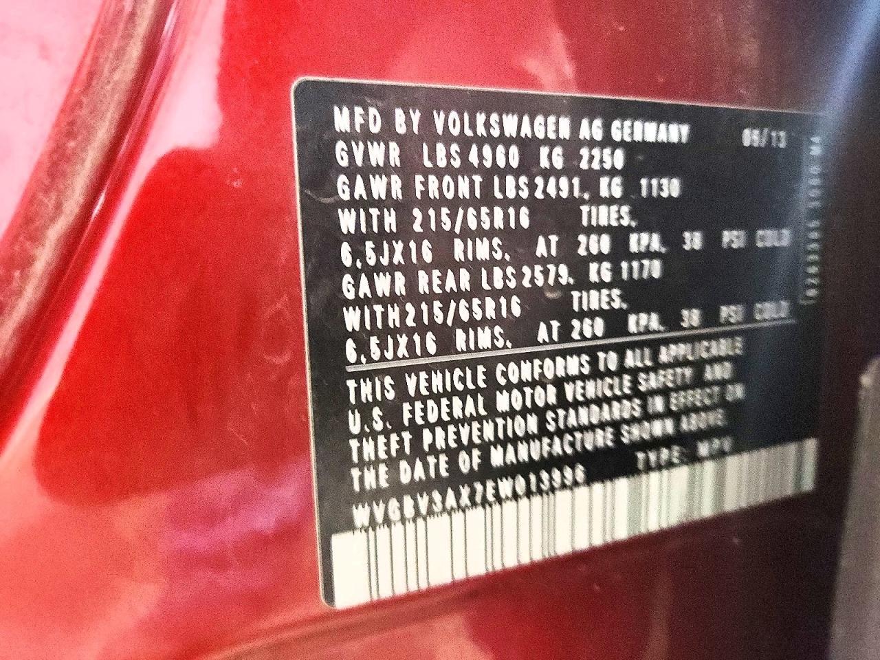 2014 VOLKSWAGEN TIGUAN S — Фото 13 из 13