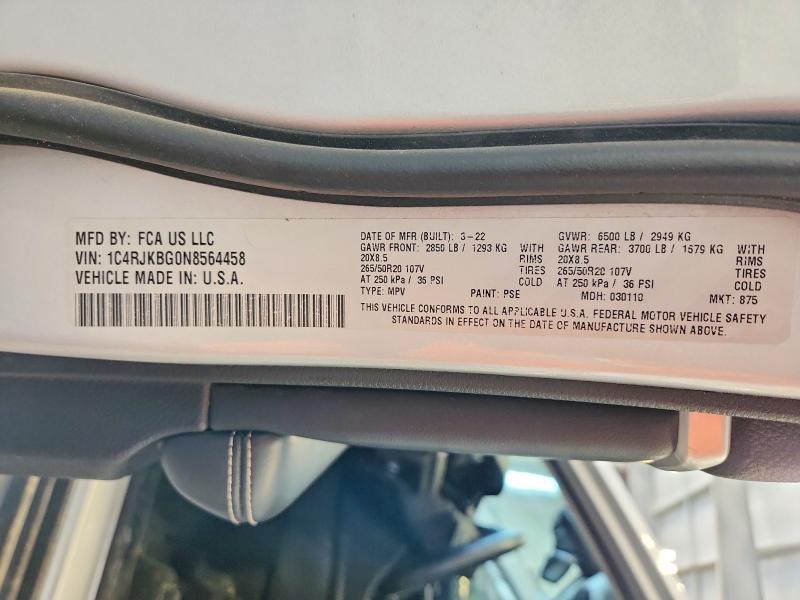 1C4RJKBG0N8564458 2022 JEEP GRAND CHEROKEE photo no. 12