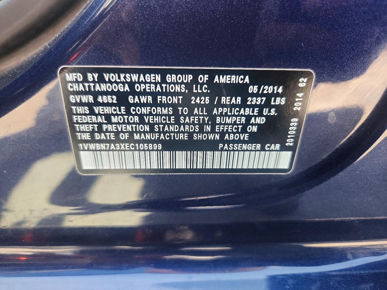 2014 VOLKSWAGEN PASSAT SE — Фото 12 из 12