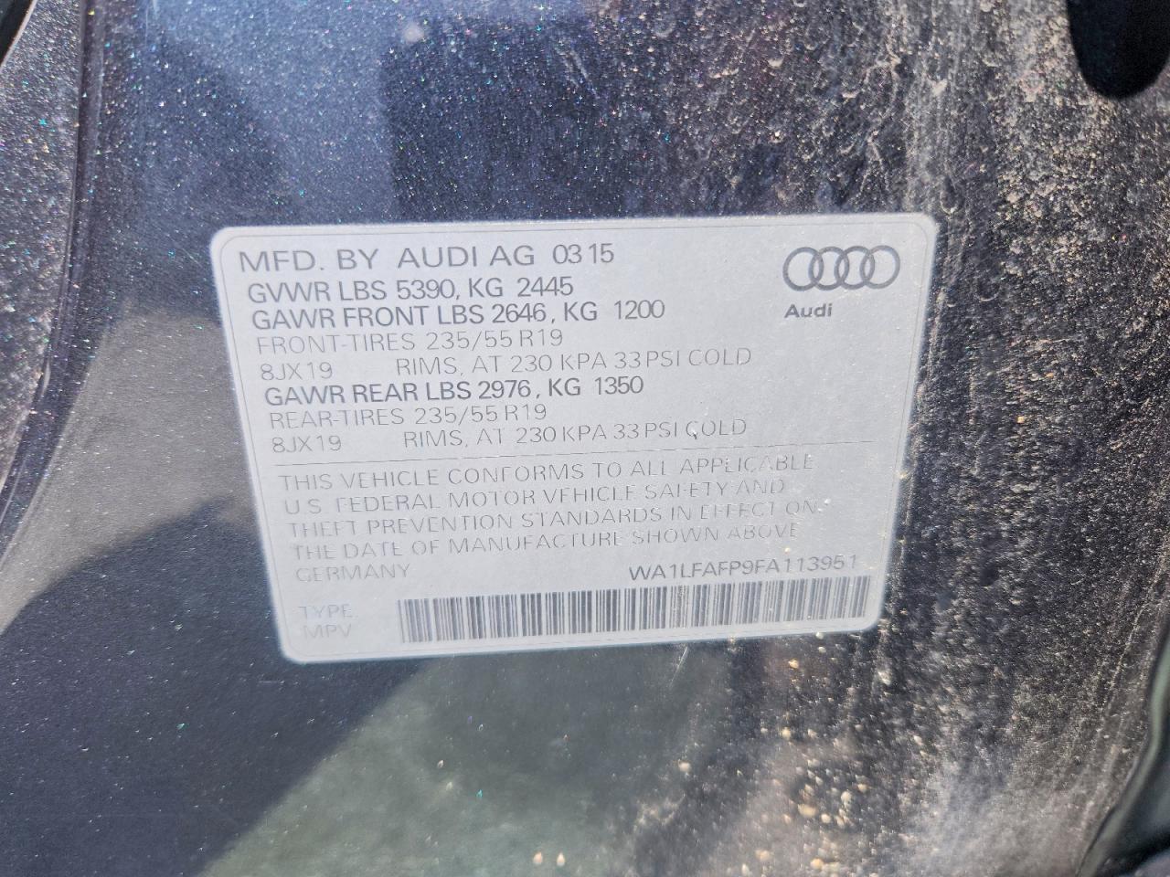 2015 AUDI Q5 PREMIUM PLUS — Фото 13 из 13