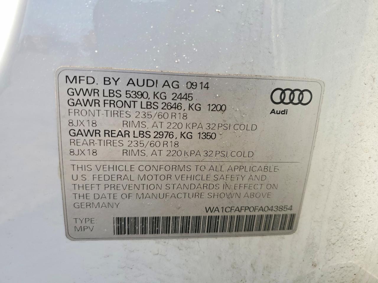 2015 AUDI Q5 PREMIUM — Фото 13 из 13