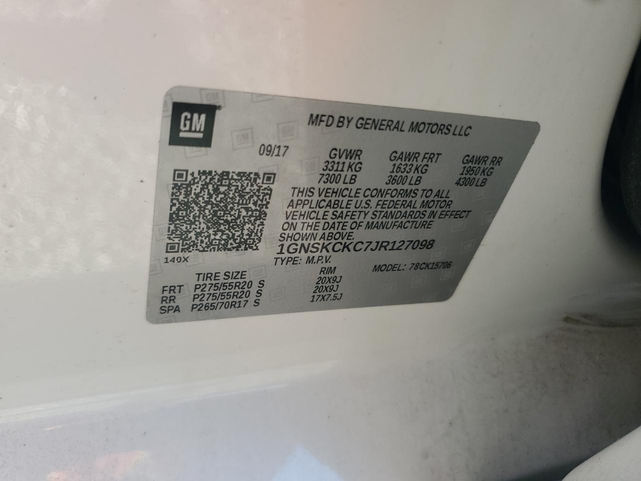 2018 CHEVROLET TAHOE K1500 PREMIER — Фото 13 из 13
