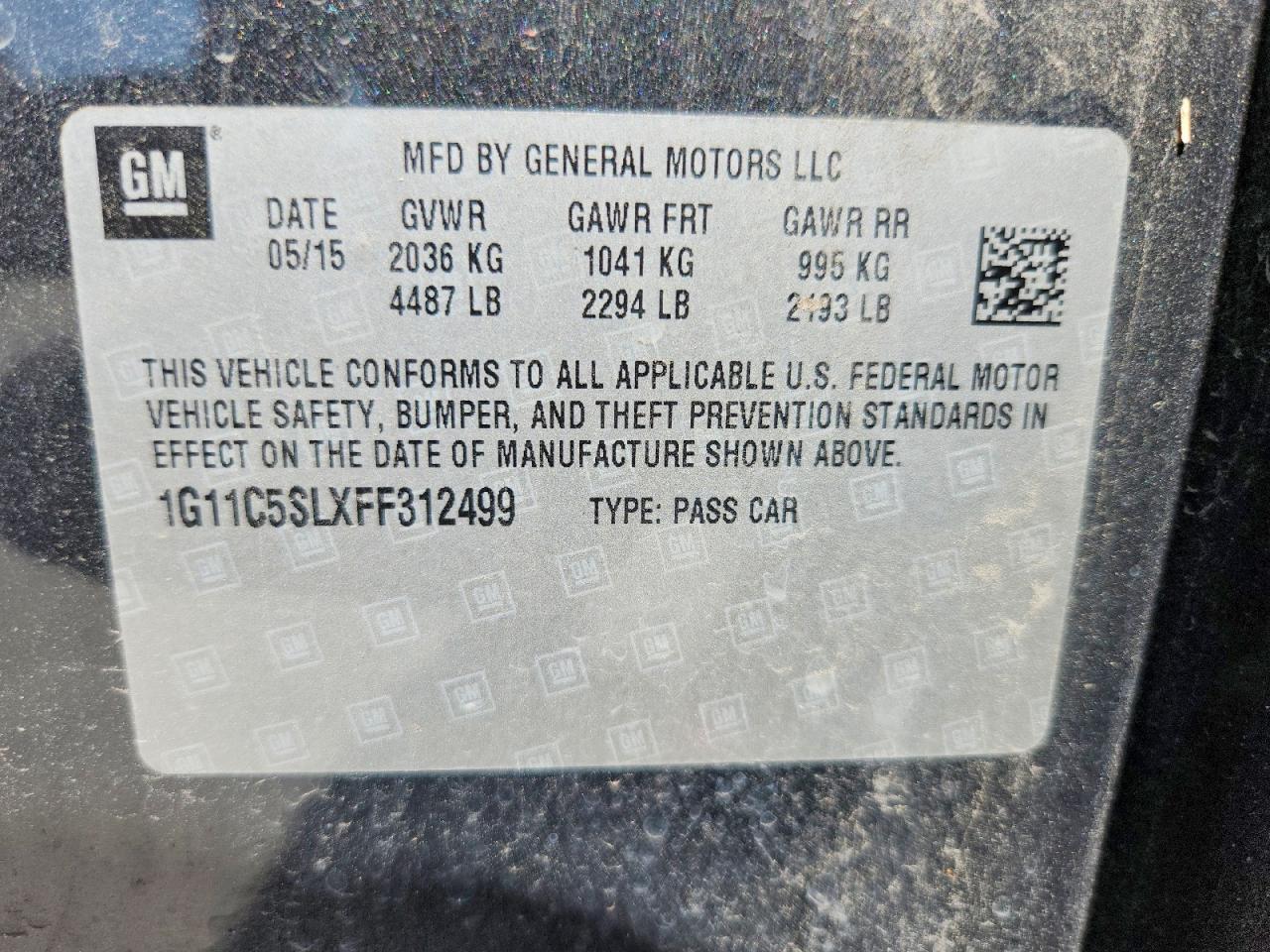 2015 CHEVROLET MALIBU 1LT — Фото 12 из 12
