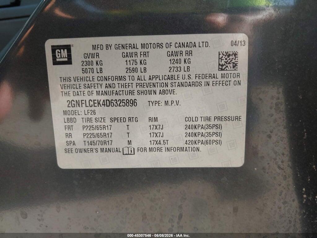2GNFLCEK4D6325896 2013 CHEVROLET EQUINOX photo no. 9