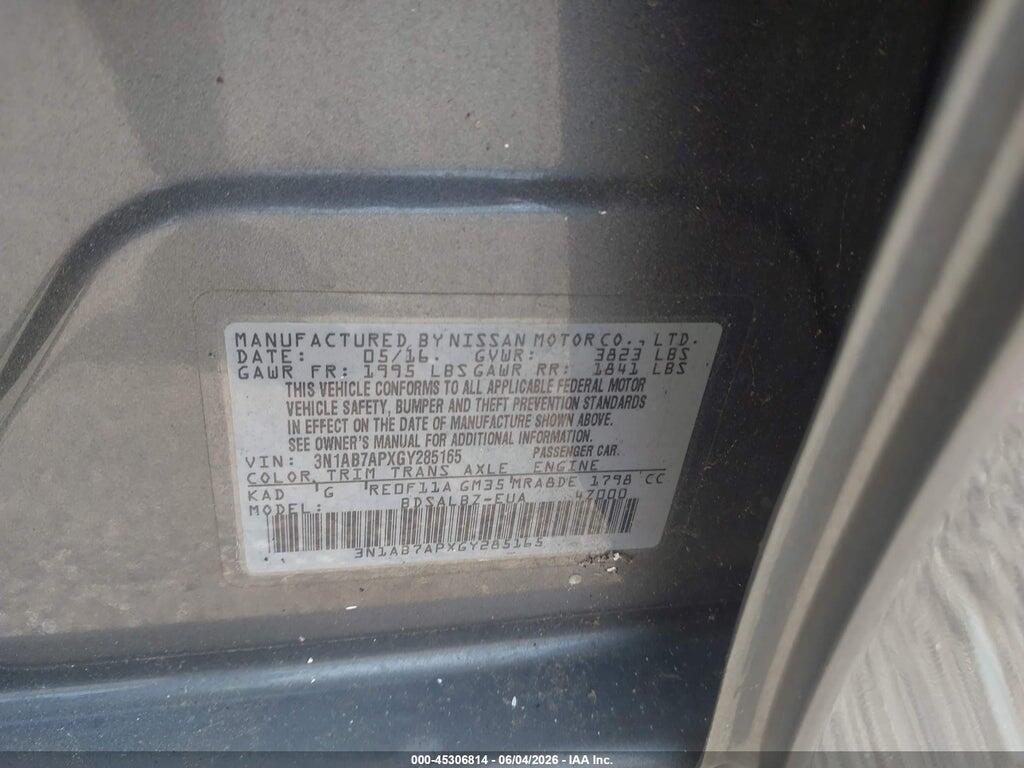 3N1AB7APXGY285165 2016 NISSAN SENTRA photo no. 9