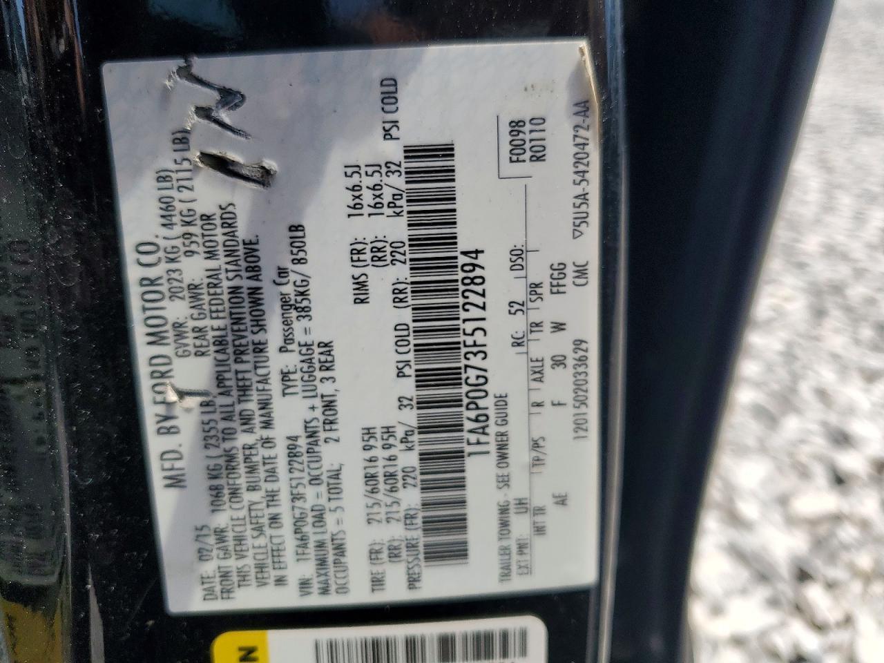 1FA6P0G73F5122894 2015 FORD FUSION photo no. 12
