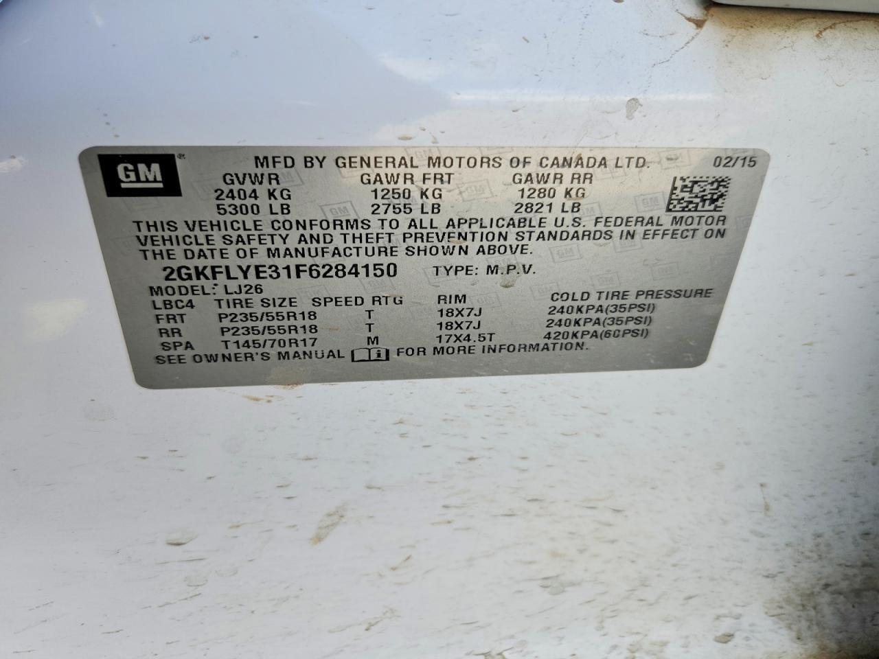 2GKFLYE31F6284150 2015 GMC TERRAIN photo no. 12