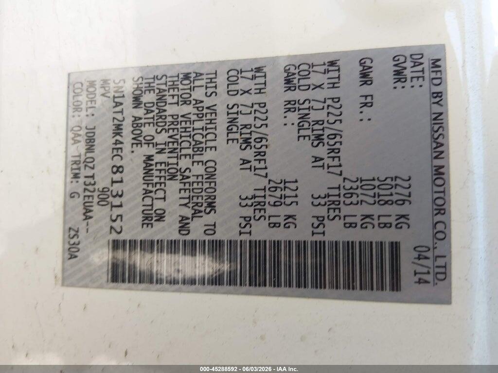 5N1AT2MK4EC813152 2014 NISSAN ROGUE photo no. 9