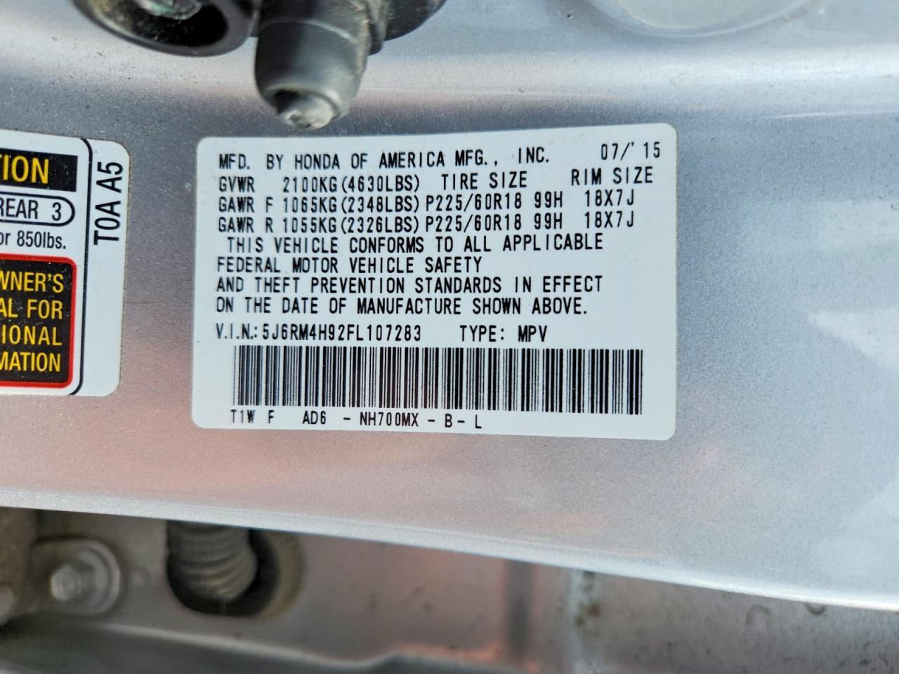 2015 HONDA CR-V TOURING — Фото 13 из 13