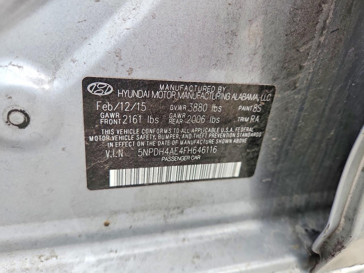 2015 HYUNDAI ELANTRA SE — Фото 12 из 12