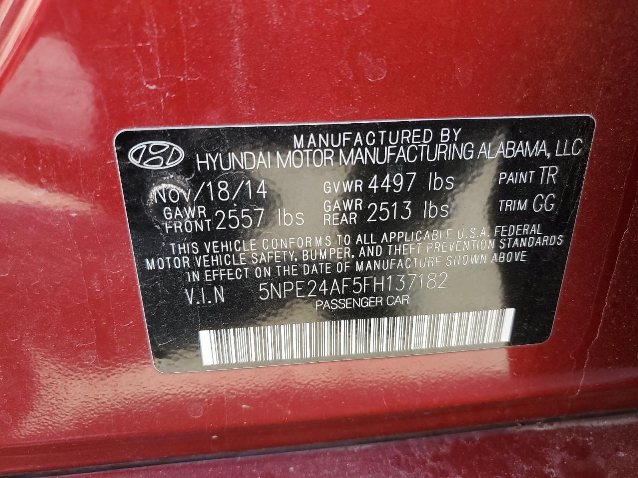 2015 HYUNDAI SONATA SE — Фото 12 из 12