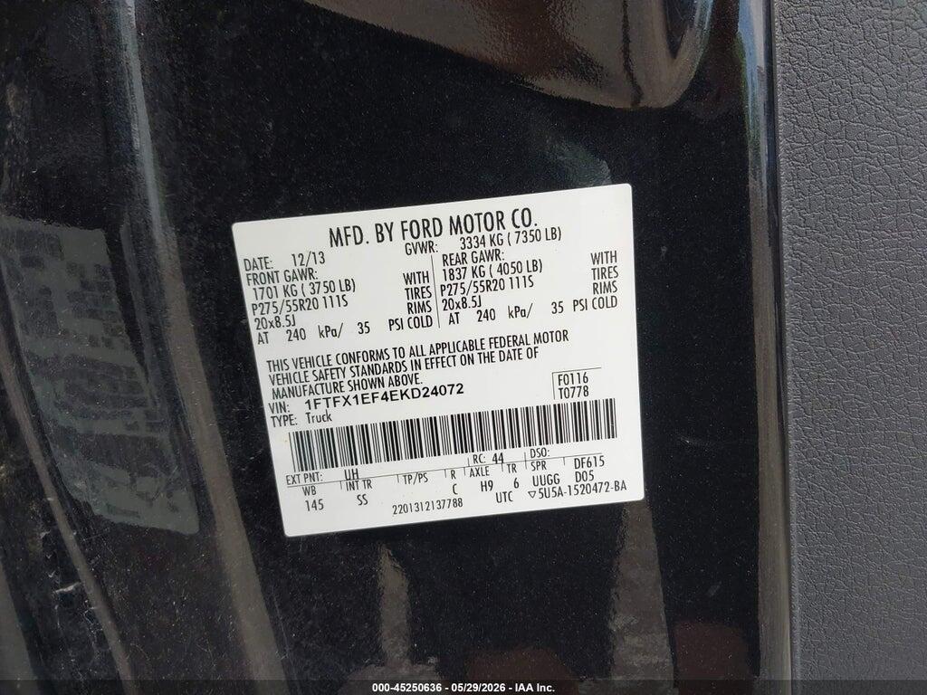 1FTFX1EF4EKD24072 2014 FORD F-150 photo no. 9