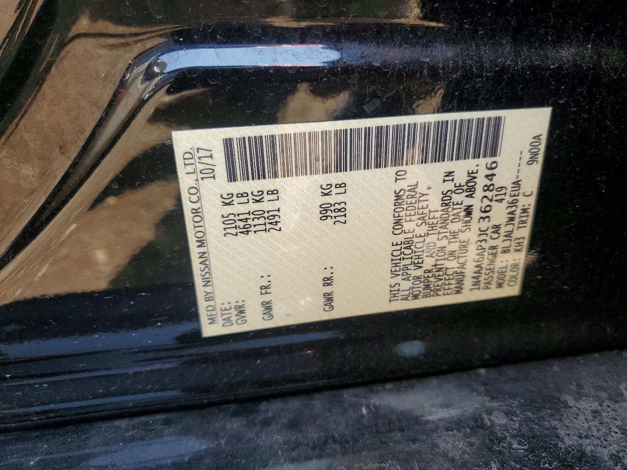 1N4AA6AP3JC362846 2018 NISSAN MAXIMA photo no. 12