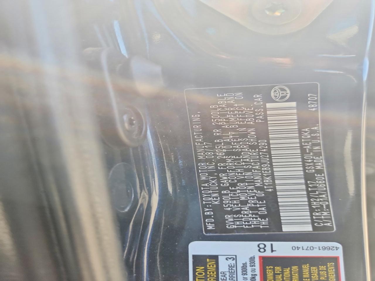 4T1BK1EB9JU274290 2018 TOYOTA AVALON photo no. 12