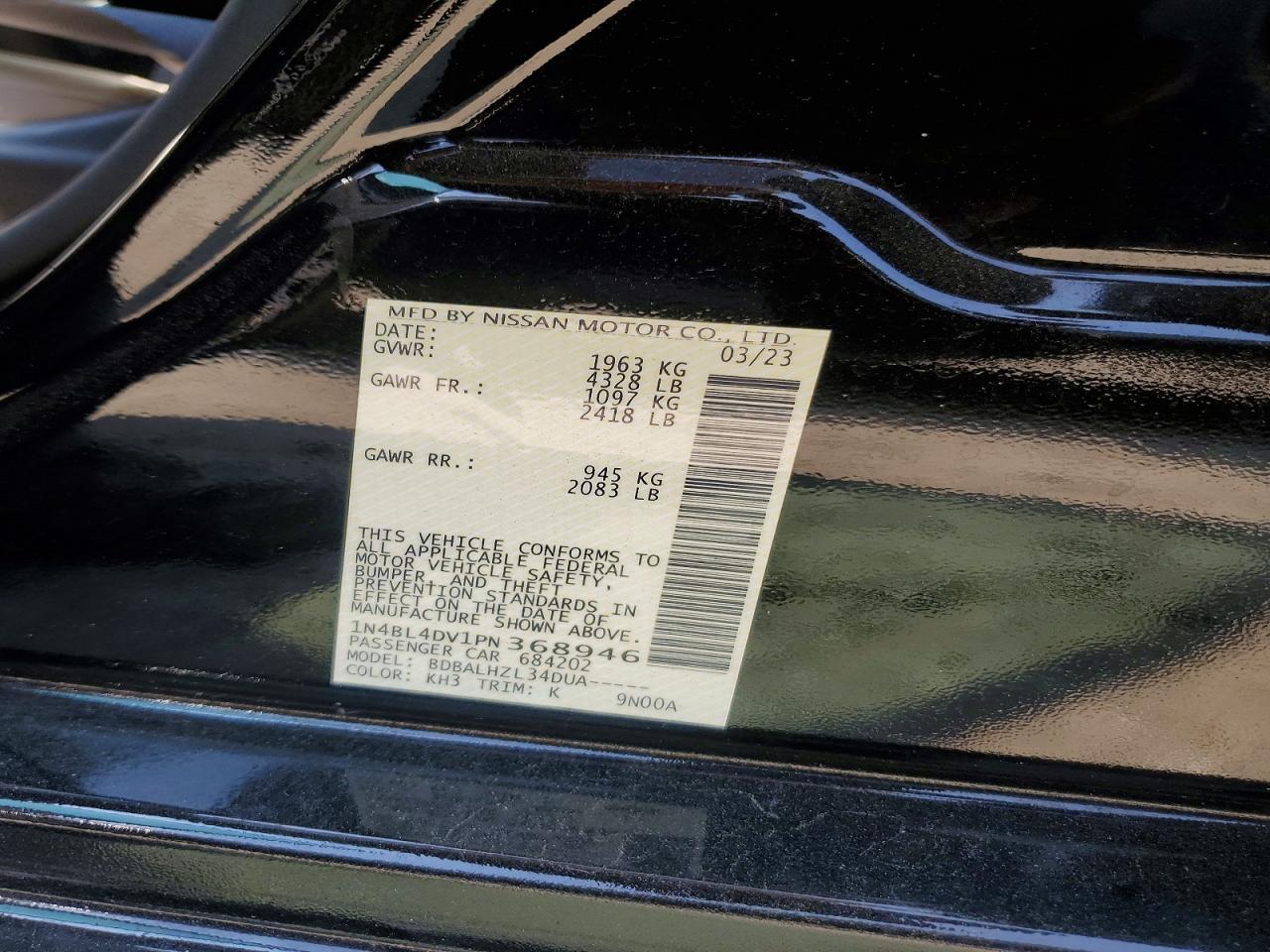 2023 NISSAN ALTIMA SV — Фото 12 из 12