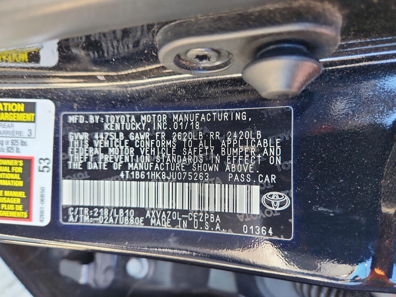 2018 TOYOTA CAMRY XSE — Фото 12 из 12