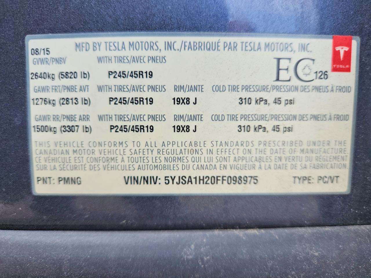 2015 TESLA MODEL S 85D — Фото 12 из 12