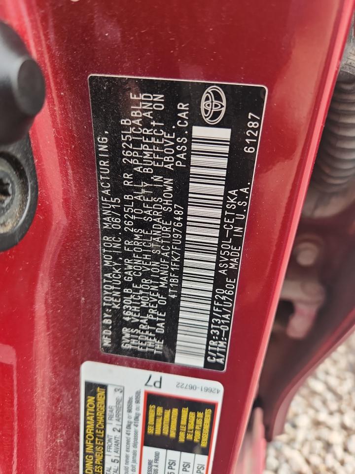 2015 TOYOTA CAMRY SE — Фото 12 из 12