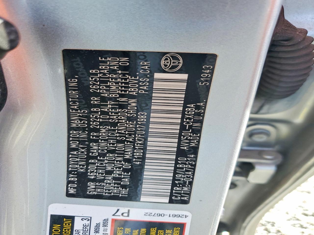 2015 TOYOTA CAMRY HYBRID XLE — Фото 12 из 12