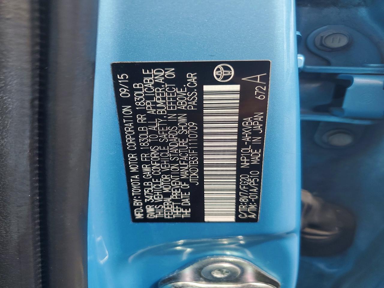 2015 TOYOTA PRIUS C TWO — Фото 13 из 13
