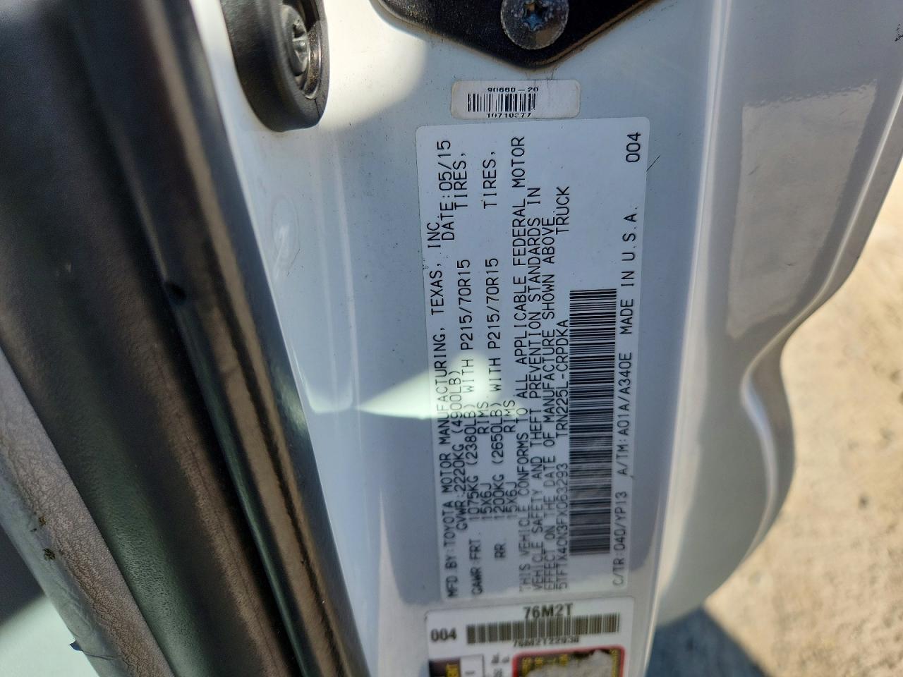2015 TOYOTA TACOMA ACCESS CAB — Фото 13 из 13
