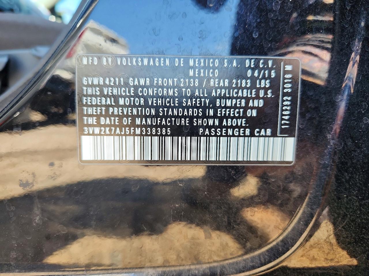 2015 VOLKSWAGEN JETTA BASE — Фото 13 из 13