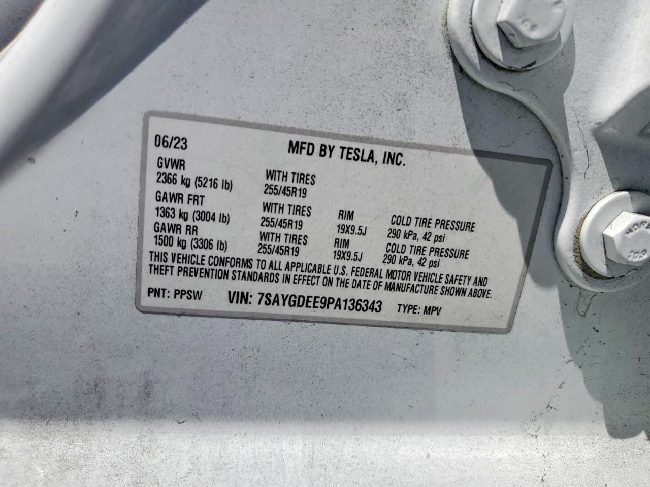 7SAYGDEE9PA136343 2023 TESLA MODEL Y photo no. 12