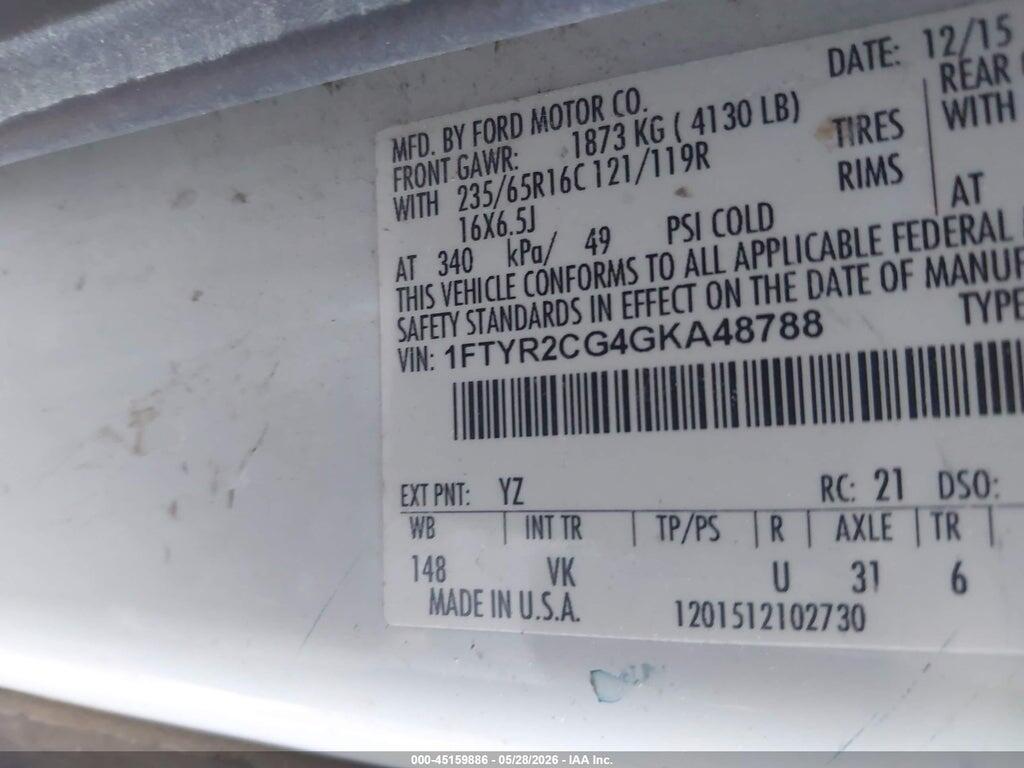 1FTYR2CG4GKA48788 2016 FORD TRANSIT-250 photo no. 9