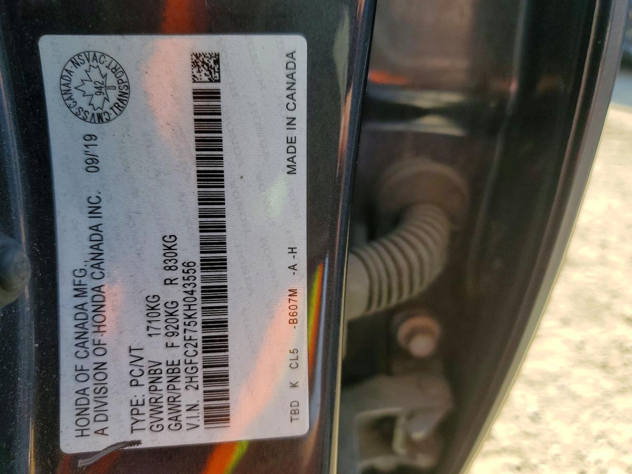2HGFC2F75KH043556 2019 HONDA CIVIC photo no. 12