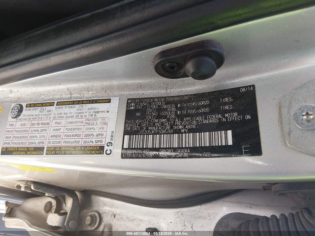JTEZU5JR7F5085769 2015 TOYOTA 4RUNNER photo no. 9