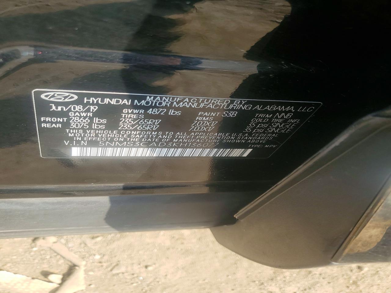 2019 HYUNDAI SANTA FE SEL 2.4L — Фото 13 из 13