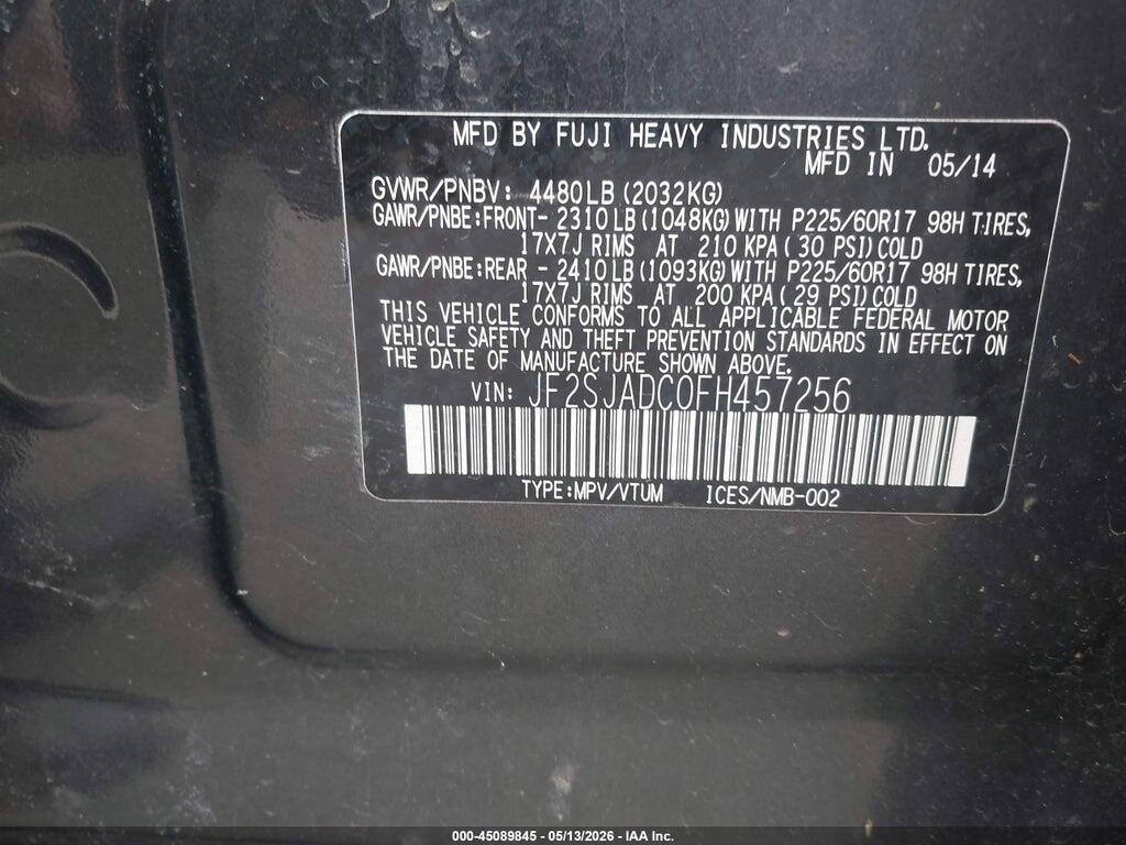 JF2SJADC0FH457256 2015 SUBARU FORESTER photo no. 9
