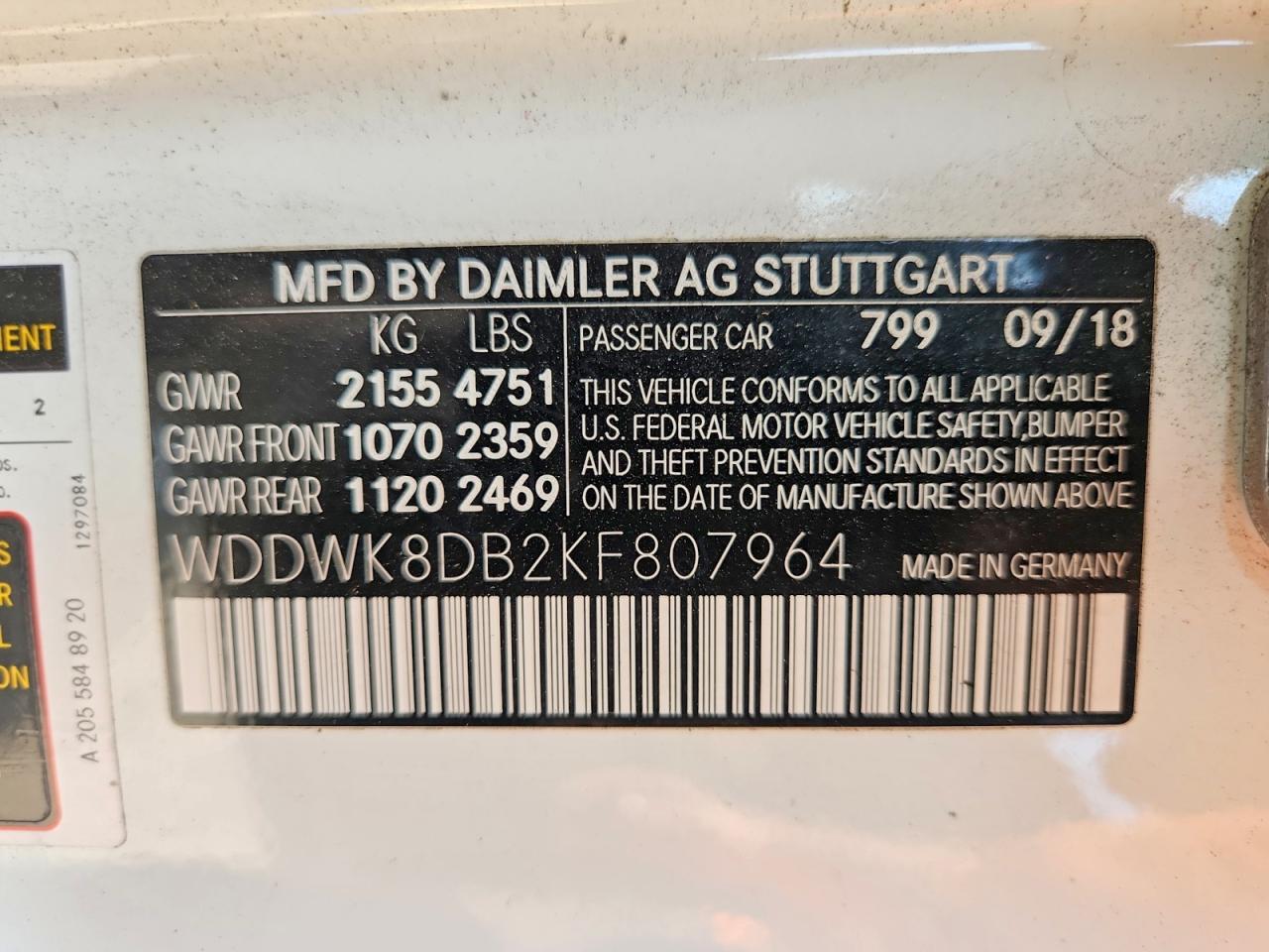 WDDWK8DB2KF807964 2019 MERCEDES-BENZ C photo no. 12