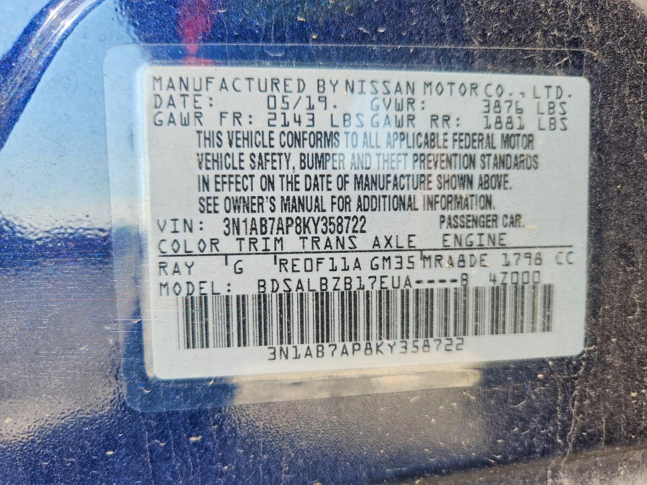 3N1AB7AP8KY358722 2019 NISSAN SENTRA photo no. 12