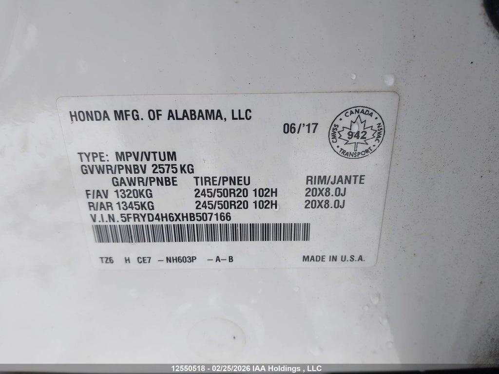 5FRYD4H6XHB507166 2017 ACURA MDX photo no. 9