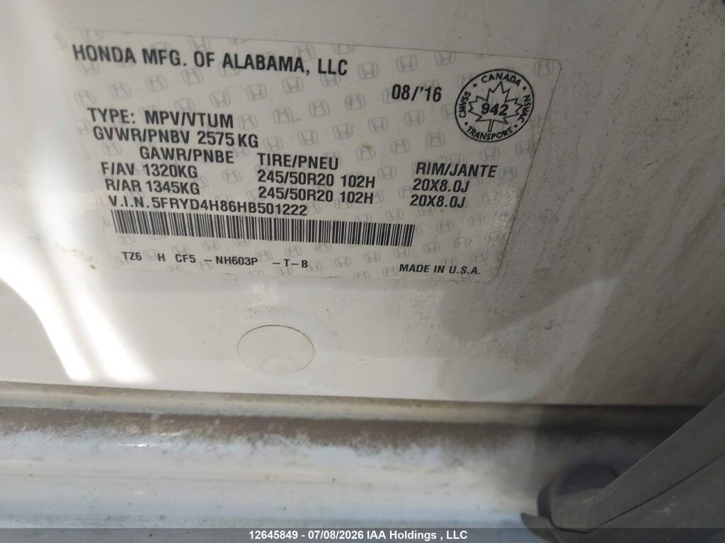 5FRYD4H86HB501222 2017 ACURA MDX photo no. 9