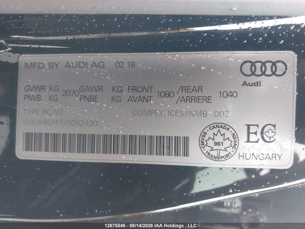 WAUK8GFF7J1052420 2018 AUDI A3 photo no. 9