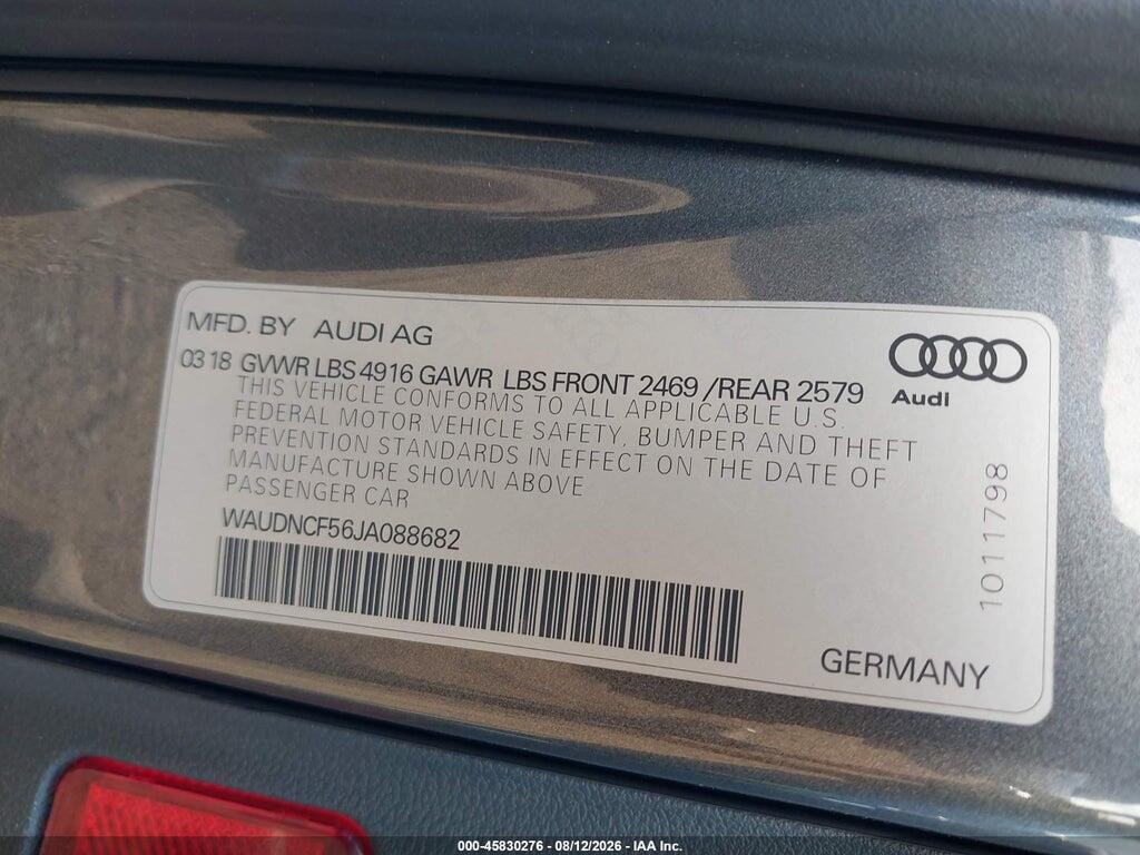 WAUDNCF56JA088682 2018 AUDI A5 photo no. 9