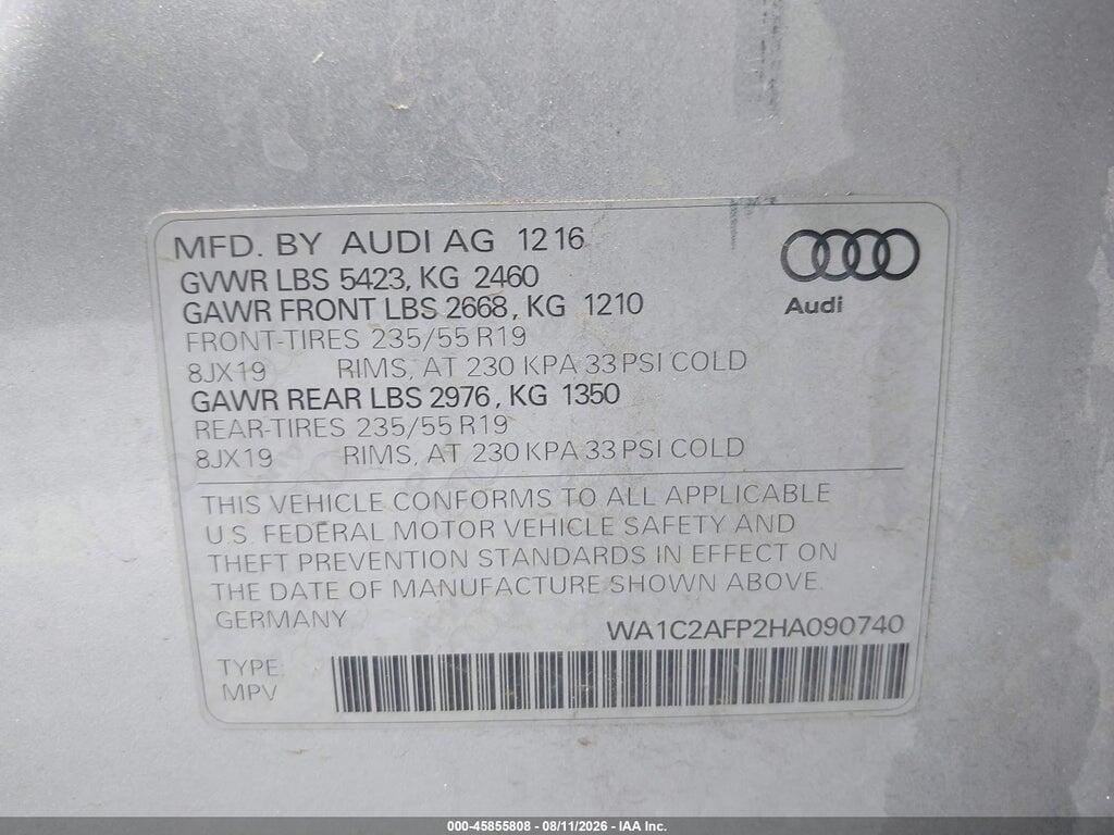 WA1C2AFP2HA090740 2017 AUDI Q5 photo no. 9