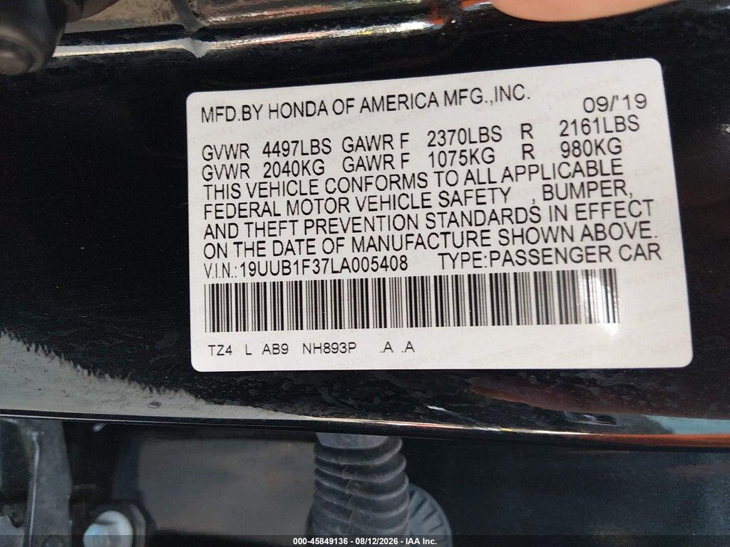 19UUB1F37LA005408 2020 ACURA TLX photo no. 9
